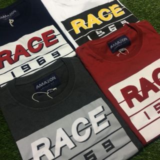 เสื้อยืดแขนสั้น Amazon  ลาย RACE  สกรีนกำมะหยี่