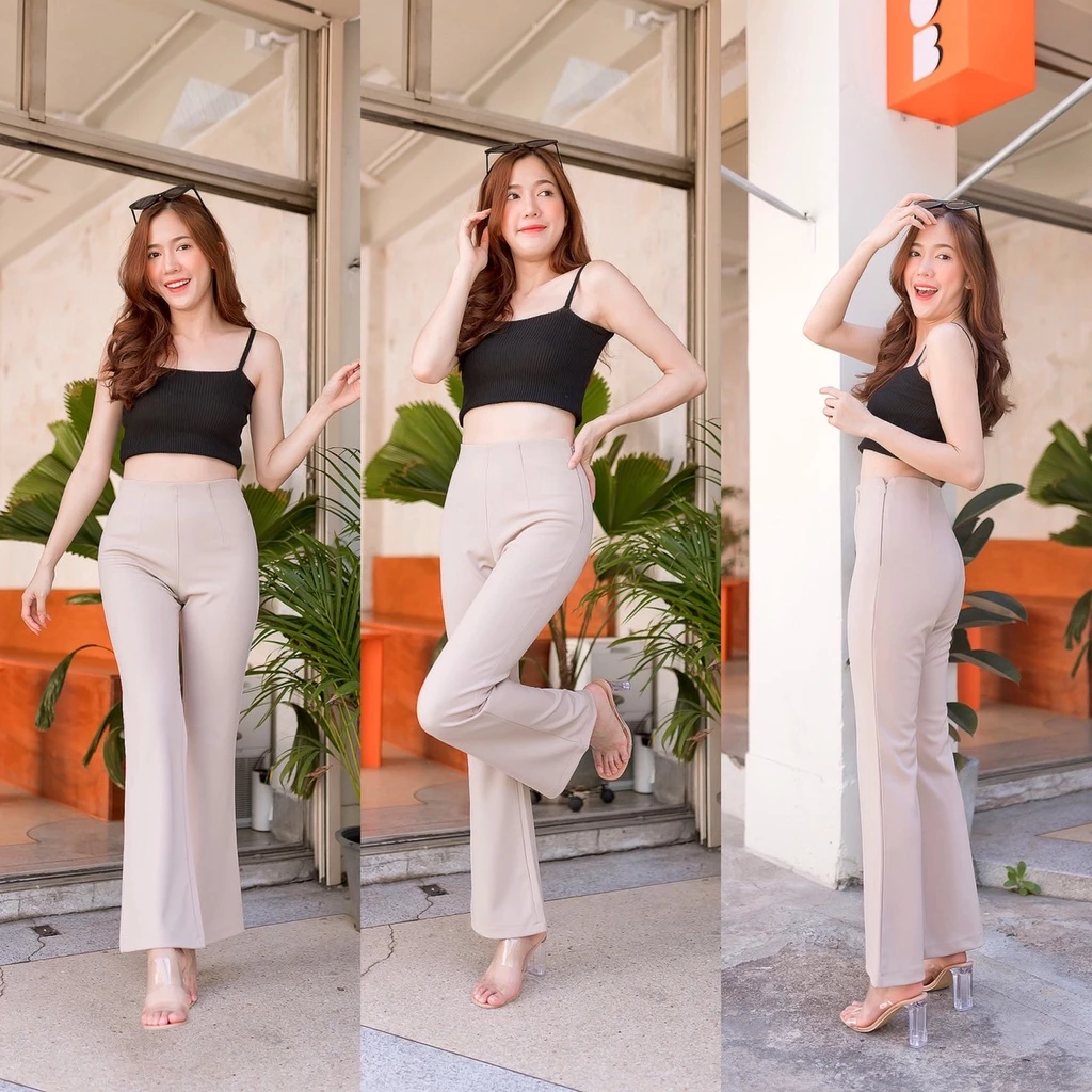 🍒ขาม้ารุ่นHR🍒กางเกงผ้าโรเซฟ-ขาม้า-เอวสูงซิปข้างไซส์S-2XL thumbnail 6