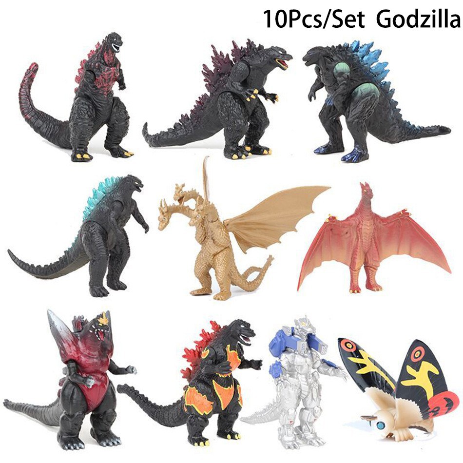 10Pcsset Godzilla Action Figure 10 Monster King Magic Three-Head