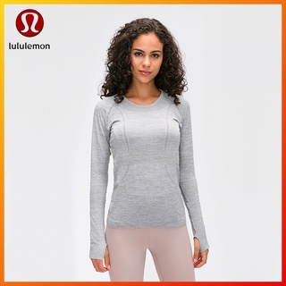 Lululemon  ใหม่ เสื้อกีฬา แขนยาว ผ้าตาข่าย ระบายอากาศ ใส่สบาย สําหรับเล่นโยคะ ฟิตเนส d19083