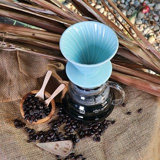V02 ถ้วยกรองเซรามิกหลุมเดียว ขนาด 1-2 cup (สีฟ้า)