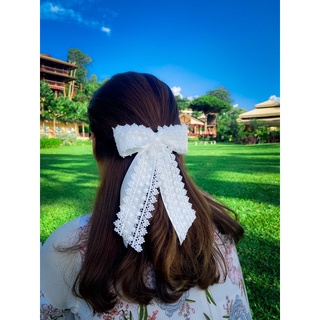 กิ๊บโบว์ลูกไหมสีขาว เนื้ออย่างดีมากๆค่ะ สวยมาก คุณภาพดีมากๆรับประกันคุณภาพ