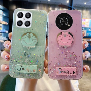 ใหม่ เคสโทรศัพท์มือถือแบบใส ลายโดราเอมอน แต่งกลิตเตอร์ ดาว ระยิบระยับ สําหรับ Huawei Honor X8 X9 5G X9 4G X7 2022 HonorX8 HonorX9