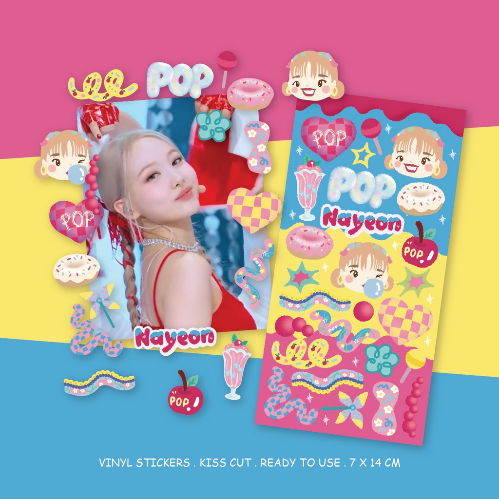 Kpop Nayeon Pop สติกเกอร์น่ารักตกแต่ง Photocard ภาพประกอบเกาหลี StickerParty 0043
