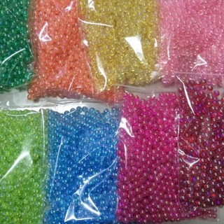 ลูกปัดมุกกลมสีขาวรุ้งขนาด6มิลเกรดเอ สีสวยเงา(หนัก50กรัม)