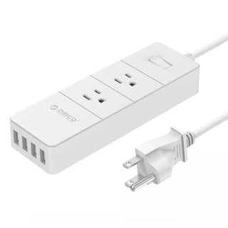 ORICO(IPC-2A4U-V2-US-WH) Smart Socket Power Strip Socket Portable Strip US Plug Adapter with 4 USB Port