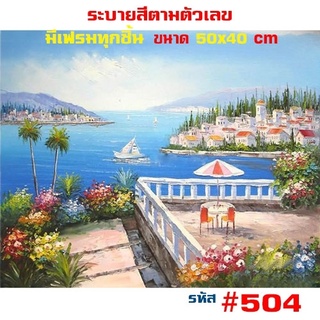 ภาพระบายสีตามตัวเลข มีเฟรมไม้ให้ 40x50cmพร้อมส่ง รูปวาด ระบายสี ภาพชุด DIY ภาพวาดระบายสี ภาพระบายสีตามตัวเลข kkrit999