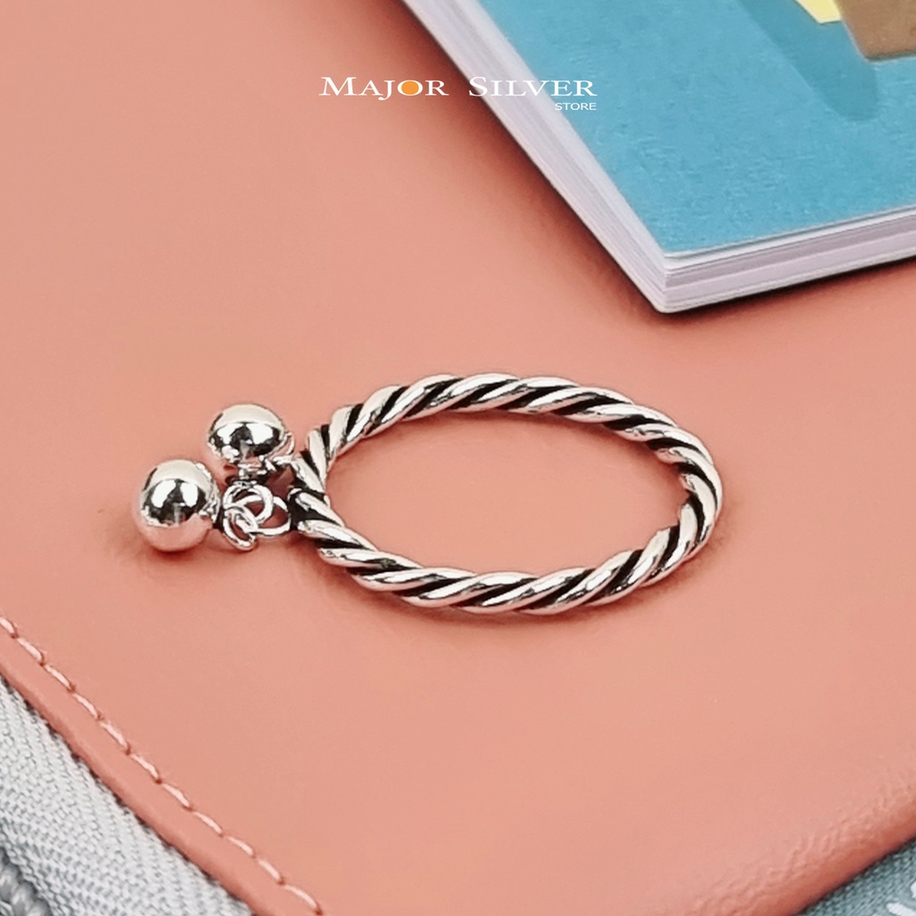 แหวนเกลียวบอลคู่ 5มิล / เงินแแท้92.5% เรียบๆ น่ารัก ดีไซน์สวยเก๋ : E-Tw-Ring1-2x5Ba