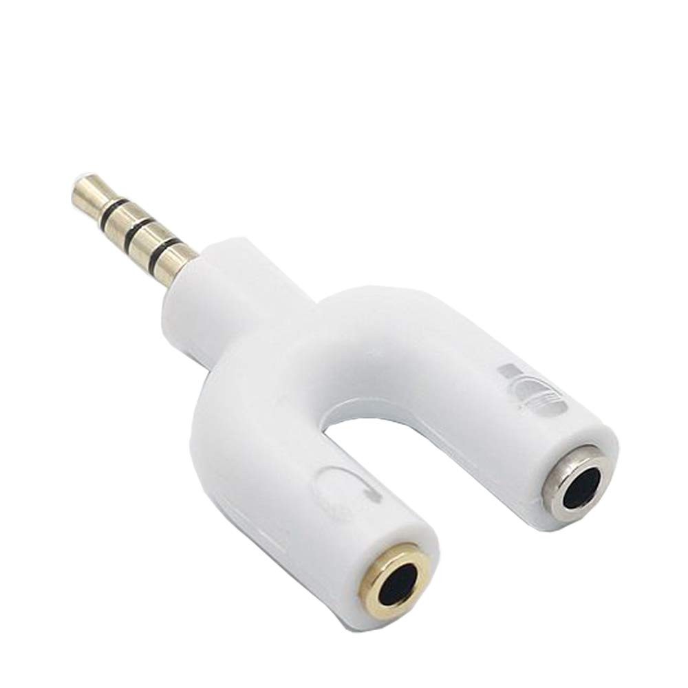 อะแดปเตอร์แยกสัญญาณเสียง Headset Splitter Adapter, U Shape 3.5mm 4 Pole Male to 2 x 3 Pole Female Headphone Y Splitter