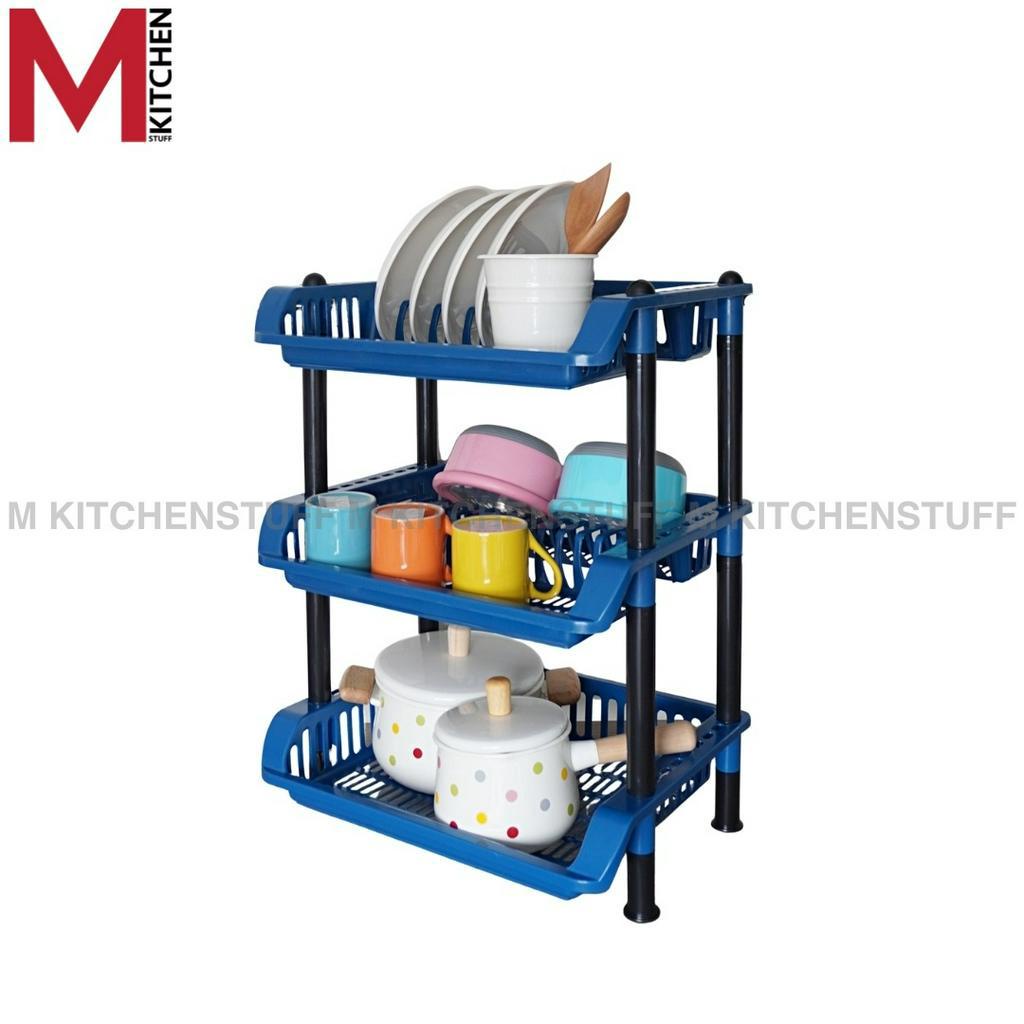 M KITCHEN 9850-3/3 ชั้นคว่ำจาน ที่วางจาน พลาสติก 3 ชั้น 36x 48 x 64 ซม. (B3)