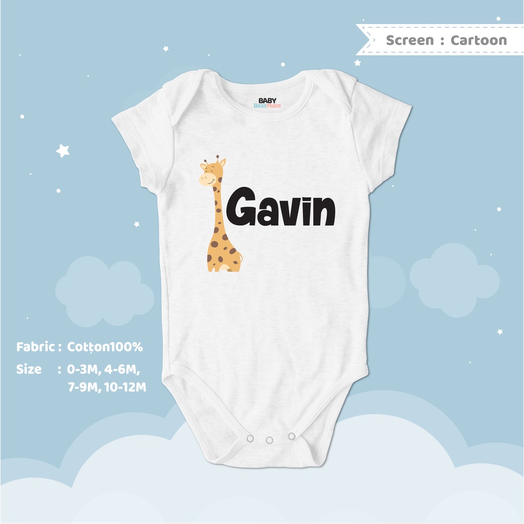 <Screen Everything> บอดี้สูทเด็ก สกรีนชื่อ ชุดเด็กแขนสั้น 0-12 เดือน Cotton ชุดเด็กอ่อน bodysuit Ashley