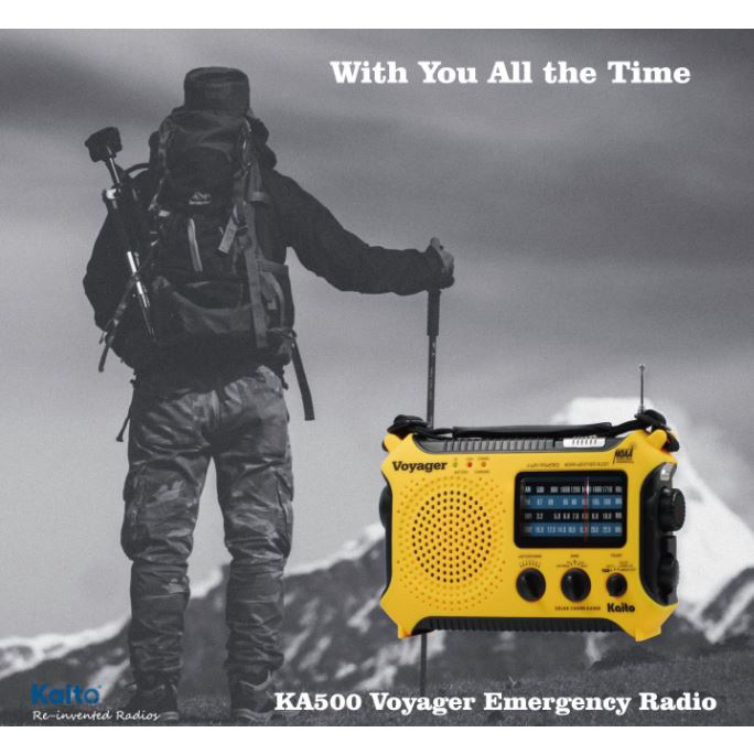 วิทยุมือหมุน USA Imported - Kaito KA500 5-way Powered Solar Power, Dynamo Crank Radio, Wind Up Emergency AM/FM/SW/NOAA