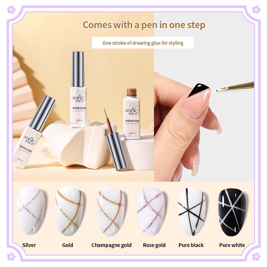 Annies สายเจลเพ้นท์เล็บ สีเงิน สีทอง 6 สี 12 มล.