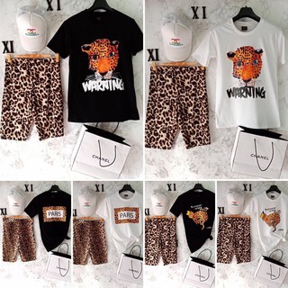 เสื้อผ้าแฟชั่นผู้หญิงพร้อมส่ง-Proud เสื้อยืด คัตตอน สกรีนลายเสือ สุดฮอต+ เลกกิ้งขาย3ส่วน ลายเสือ ผ้าดีมากกกกกก