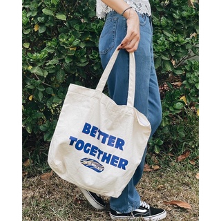 กระเป๋าผ้าแคนวาส tote bag ใบใหญ่มีซิป gobaggo.th