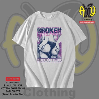 เสื้อยืดแขนสั้น ผ้าฝ้าย พิมพ์ลาย Dtf Image BROKEN DREAMS Combed 30s สีขาว ไซซ์ S M L XL XXLสามารถปรับแต่งได้