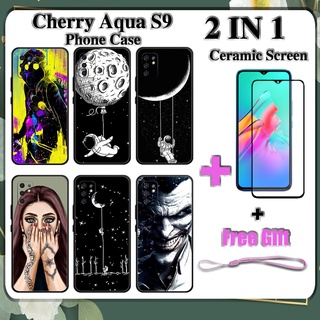 2 IN 1 เคสโทรศัพท์ Cherry Aqua S9 พร้อมกระจกนิรภัยกันรอยหน้าจอ เซรามิค ฟิล์มโค้ง อวกาศด้านนอก