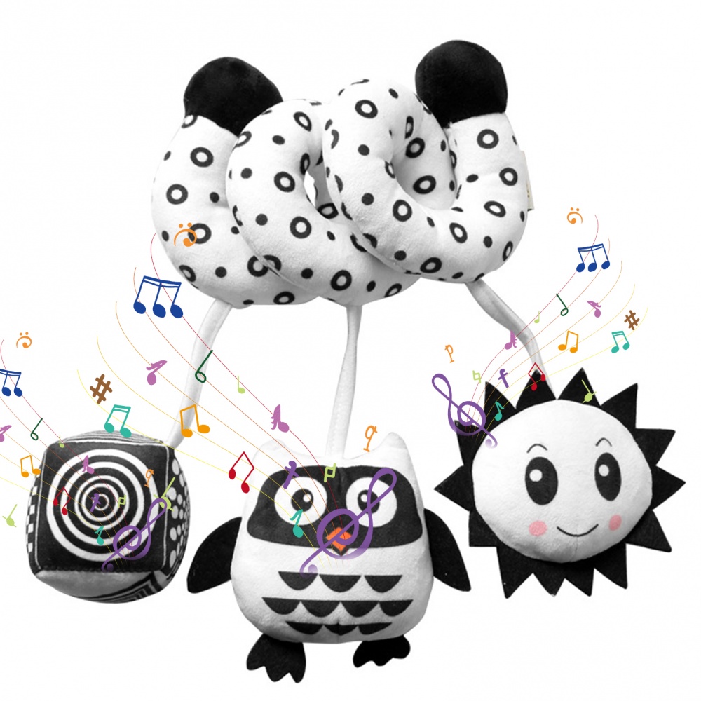 ของเล่นโมบายแขวนรถเข็นเด็ก ลายการ์ตูนสัตว์น่ารัก พร้อมเสียงเพลง สําหรับแขวนเปลเด็ก