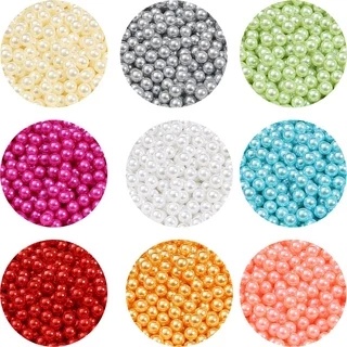 3/4/6/8/10 มม.ABS No-Hole เลียนแบบลูกปัดมุกที่มีสีสันรอบลูกปัด DIY Craft Filler สําหรับครีมกาวเคสโทรศัพท์ตกแต่ง