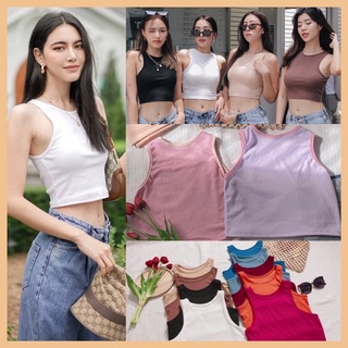 สินค้าพร้อมส่ง 🦄 [ครบ 11 สี] เสื้อกล้ามครอป ทรงzara ผ้าร่อง ** crop top ** เสื้อเอวลอย รุ่นฮิต เสื้อใหม่ดาวิกา