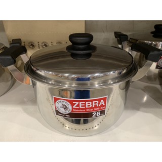 Zebra หม้อหุงต้ม 2 หู รุ่น Carry สแตนเลส ตราหัวม้าลาย ขนาด 26 ซม