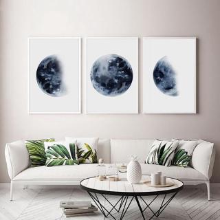 โปสเตอร์ Moon Phase Wall Art ภาพวาดผ้าใบสไตล์ Nordic สำหรับตกแต่งผนัง