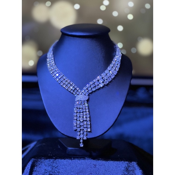 สร้อยคอเพชร Cubic Zirconia สร้อยคอเพชรสวิตช์ สุดหรูหรา