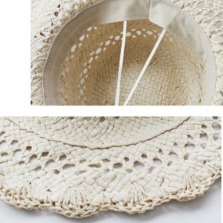 หมวกสานปีกกว้างกันแดดได้ หมวกเที่ยวทะเลพกพาสะดวก ปรับไซส์ได้ตามขนาดศีรษะ พร้อมส่งของ E-015 - รูปที่ 6