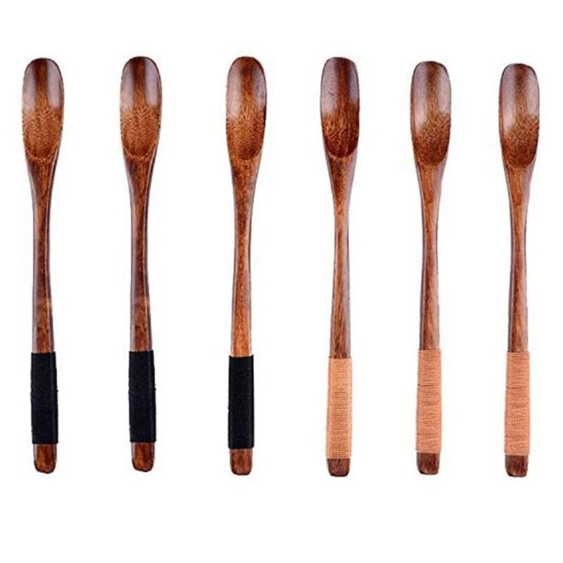4 PCS Natural Wooden Spoons with Long Handle Coffee Spoons Mixing Spoons Honey Spoons for Coffee Drinks Tea Sugar Hot Drinks 