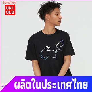 โปเกมอนเสื้อยืดแขนสั้น Uniqlo เสื้อยืดลําลองสําหรับผู้ชาย/ผู้หญิงแขนสั้นคอกลมพิมพ์ลาย Pokemon Ut (Dream Treasure]O{