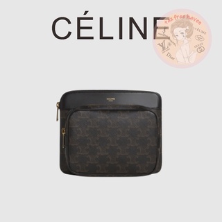 Shopee ลดกระหน่ำ 🔥ของแท้ 100% 🎁Celine Brand New POCKET Small Logo Print Messenger Bag