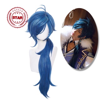 Game Genshin Impact Kaeya Cosplay Full Wig Long Wave Party Cap Props Hair Role Y6P9