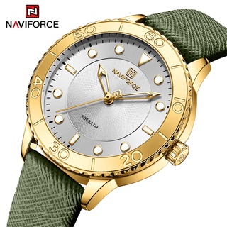 Naviforce 2023 นาฬิกาข้อมือควอทซ์ลําลองแฟชั่น สายหนัง สําหรับผู้หญิง