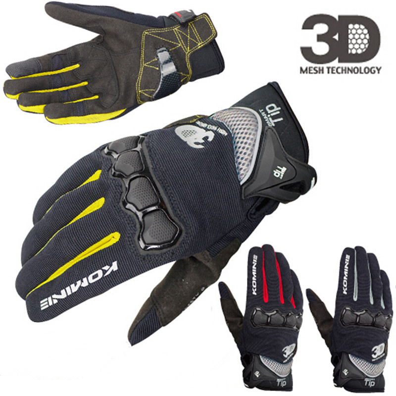 มาใหม่ KOMINE GK-162 ถุงมือ 3D แบบเต็มนิ้ว ผ้าตาข่าย ป้องกันหน้าจอสัมผัส GK162