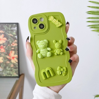 เคสโทรศัพท์มือถือแบบนิ่ม ผิวด้าน ลายหมี กระต่าย มัสตาร์ด สีเขียว สําหรับ VIVO Y11 Y12i Y15 Y17 Y12S Y20i Y20S Y19 V23 V20 Pro V9 S1 Redmi Note 10 Pro