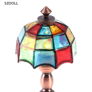 [cxSZDOLL]  1:12 Dollhouse Mini Desk Lamp LED Lamp Colored Shade Reading Lamp Doll Decor Toy  DOM