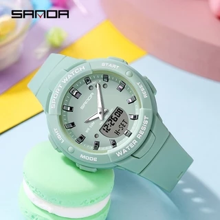 SANDA นาฬิกาข้อมือดิจิทัล กันน้ำ หรูหรา อเนกประสงค์ สำหรับผู้หญิง