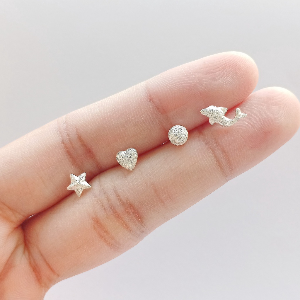 ต่างหูเงินแท้ Sand Earrings 92.5% (ยิงทราย/พ่นทราย)