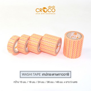 CROCO เทปกระดาษกาววาชิ พิมพ์ลาย Neon Chevron No.108