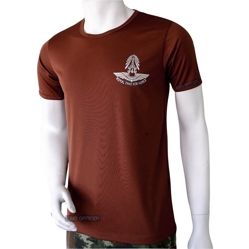 เสื้อซับใน ทหารอากาศ ทอ. สีน้ำตาล คอกลม สกรีนบรอนซ์เงิน (แบรนด์ King Officer A261) - รูปที่ 3