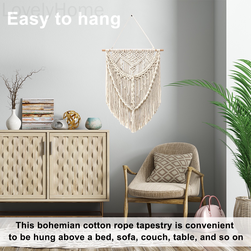 Tapestry Modern Simple Design Wall Hanging Ornament Cotton Rope Macrame ...