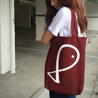 Por.Pra Canvas Tote Bag with Zipper (Red)