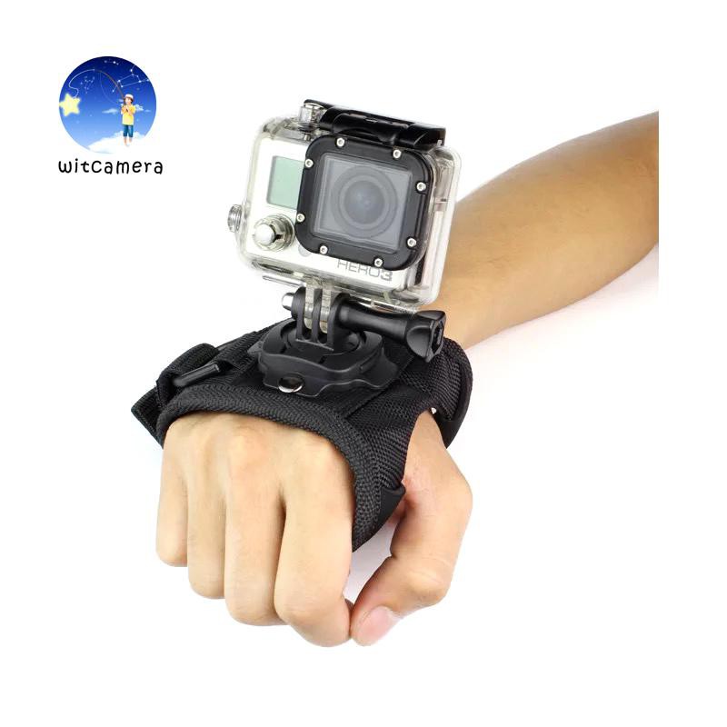 360 Degree Rotating Globe Style Wrist Strap Band Mount Hand Palm Belt Lanyard Holder with Screw for GoPro Hero SJCam YI