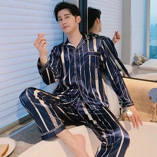 🤵ชุดนอนผู้ชาย，ชุดนอนผ้าซาติน，หลายรูปแบบให้เลือก，กางเกง + ด้านบน，L-3XL