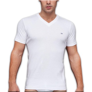 GUY LAROCHE  เสื้อยืดคอวี (ทรงBody Fit) ผ้า100%Cotton USA มีให้เลือก 3 สี (JVV2423R8)