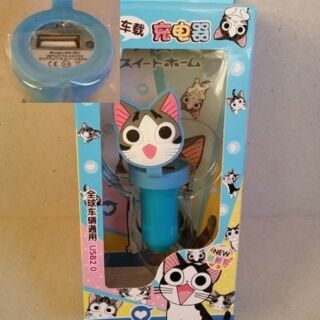 ที่ชาร์ตแบต บนรถ ผ่านสาย USB (มี usb 1 port) ลาย แมวจี้จัง Chi Cat