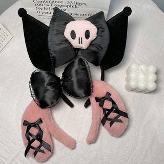 Fashion New Cosplay Kawaii Cute Headband Female Kuromi Melody Headband Harajuku Dark Cartoon Design Girl Hairpin Plush Headband Hair Accessories