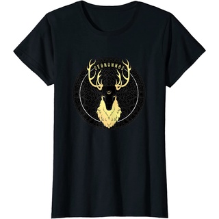 T-shirt  เสื้อยืดแขนสั้นลําลอง พิมพ์ลาย Cernunnos Celtic Pagan Horned Stag Forest God แฟชั่นสําหรับผู้ชายS-5XL