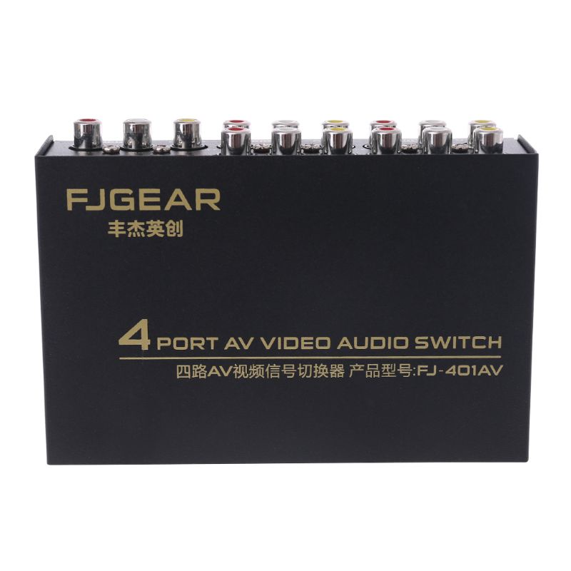 Ah ตัวแยกสัญญาณ RCA พร้อมกล่องสวิตช์ RCA วิดีโอ 4 ทิศทางสําหรับเชื่อมต่อเอาต์พุต RCA 4 ตัว