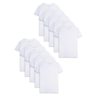 เสื้อยืดคอกลม แขนสั้น สีขาว Boys Cotton T Shirt Underwear Size M, White Pack 5 or 10 (Fruit of the Loom®) ผ้าฝ้าย 100 %